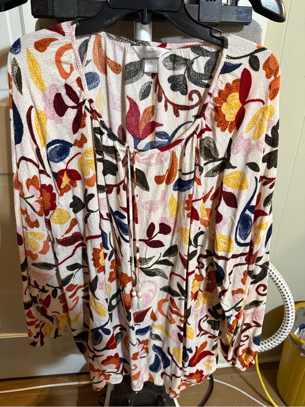 Women's Floral Peasant Blouse - Multicolor 3x